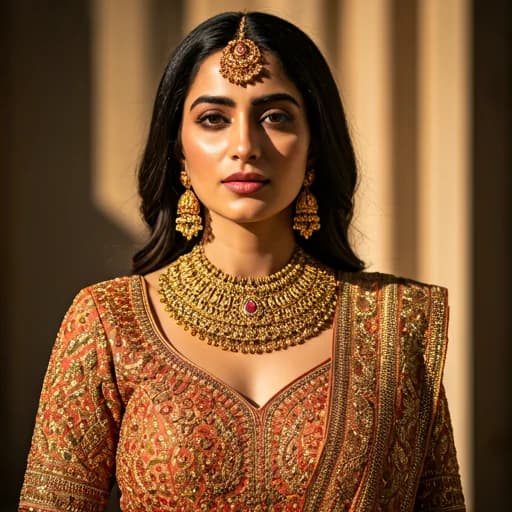 Woman in contemporary Indian fashion with gold jewellery