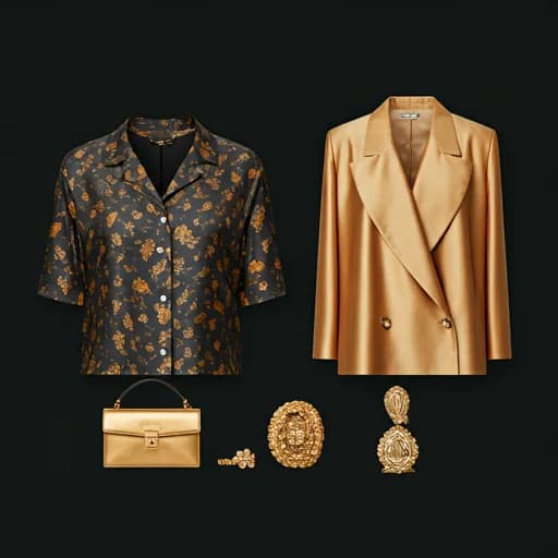 Silk garments with golden accessories